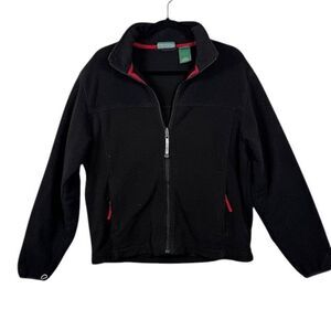 L.L. Bean Men's Fleece Full Zip Jacket Black Zipper Pockets Size Medium